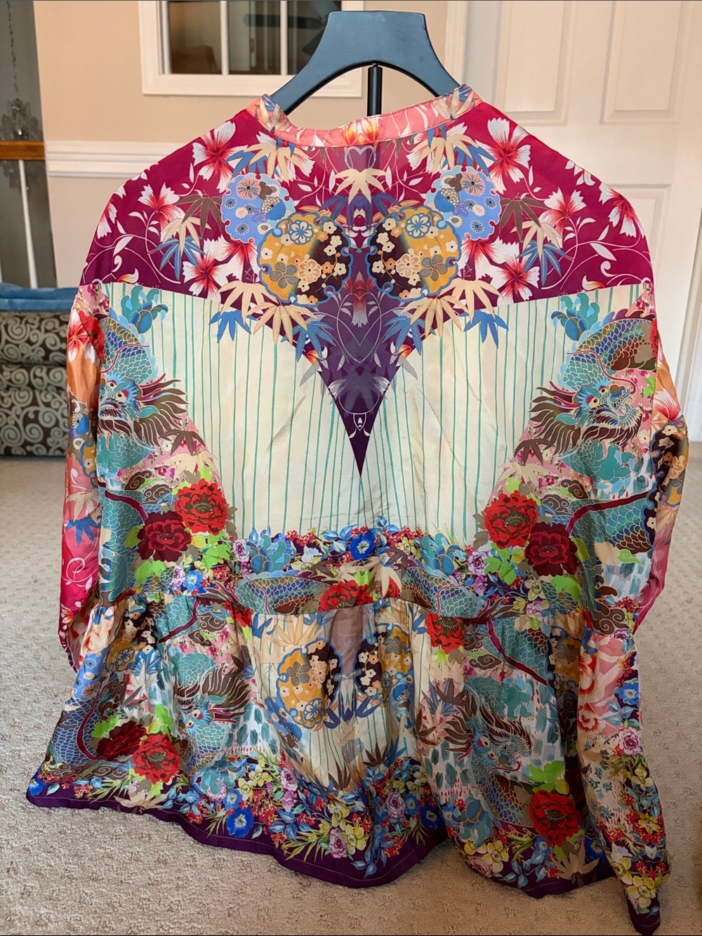 Johnny Was Multicolor Floral Silk Blouse with Purple Accents - Picture 2 of 2
